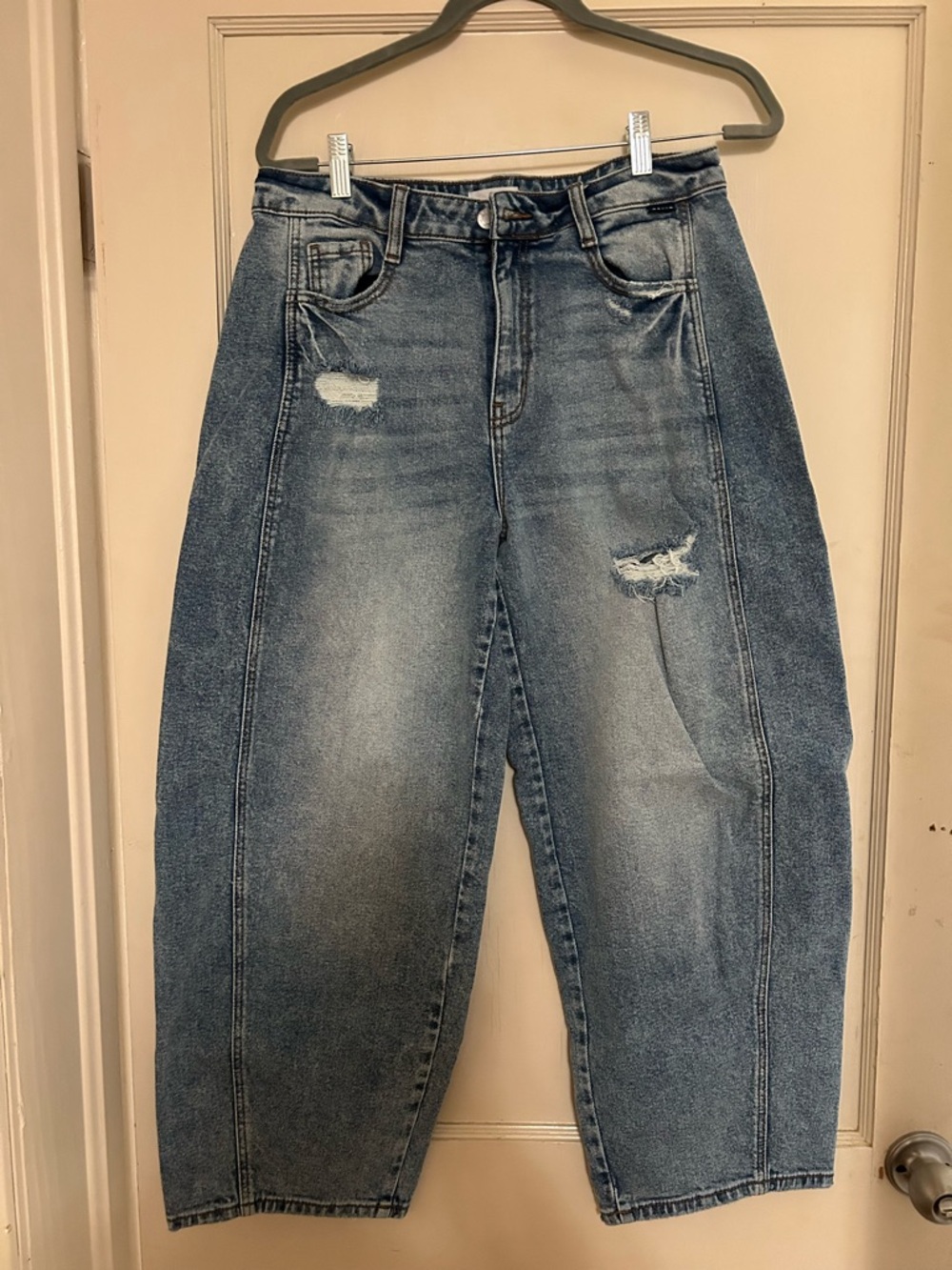 Cello Women's Boyfriend Jeans - Faded Blue Distressed